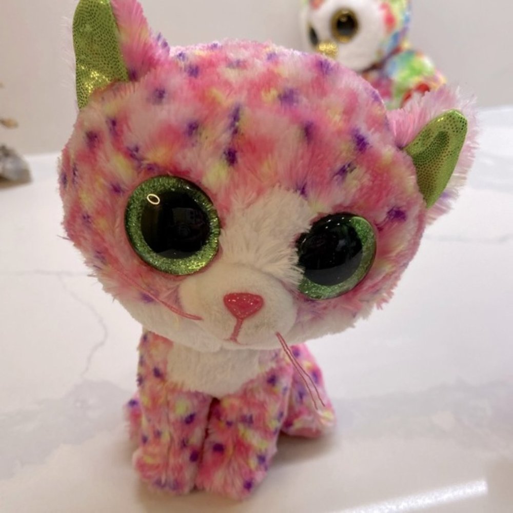TY beanie Pink Kitty with Green Eyes